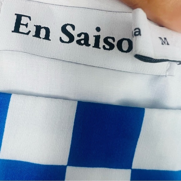 En Saison Check Print Tiered Cotton Midi Dress size M - Picture 7 of 9